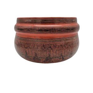 Large Burmese Lacquerware Bamboo Bowl